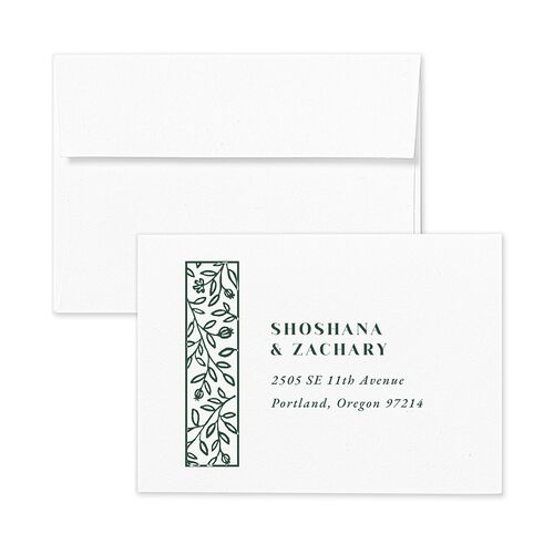 Jewish Chuppah Response Card Envelopes White Hunter Green Return Address Signature Standard