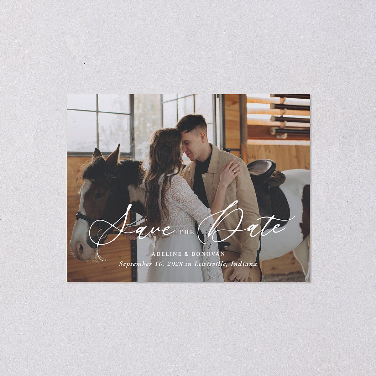 Farmhouse Lights Save the Date Petite Cards Walnut Signature smooth Blank No Standard