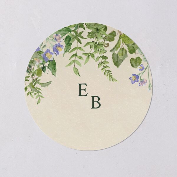 Mushroom Garden Fairytale Wedding Stickers Dark Green Circle