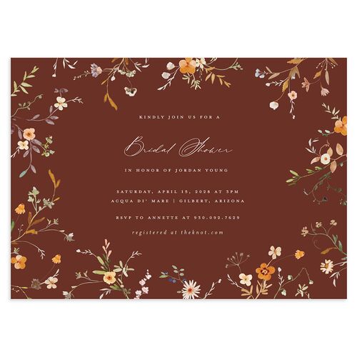 Dainty Wildflowers Bridal Shower Invitations Chestnut Signature Blank Standard