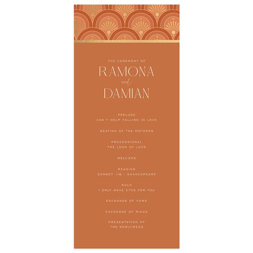 Modern Deco Wedding Programs Gold Terracotta Signature