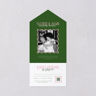 Wavy Frame Photo All-in-One Wedding Invitations Scottish Green Signature Light Both Recipient and Return Addresses No