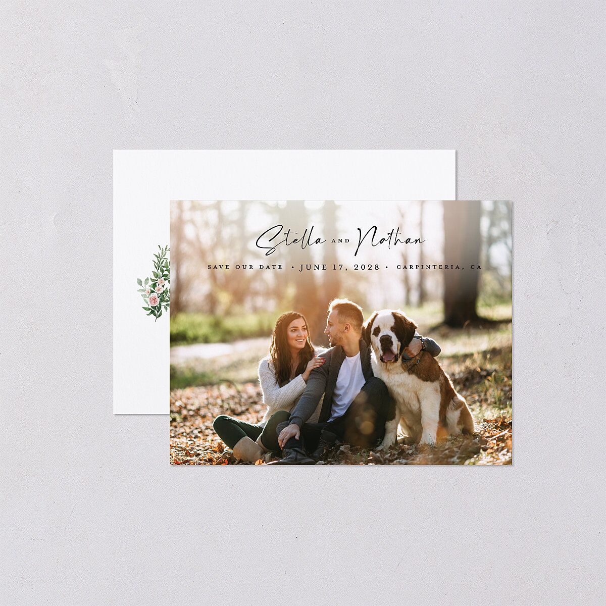 Floral Arc Save the Date Petite Cards Shell Pink Signature smooth Blank No Standard