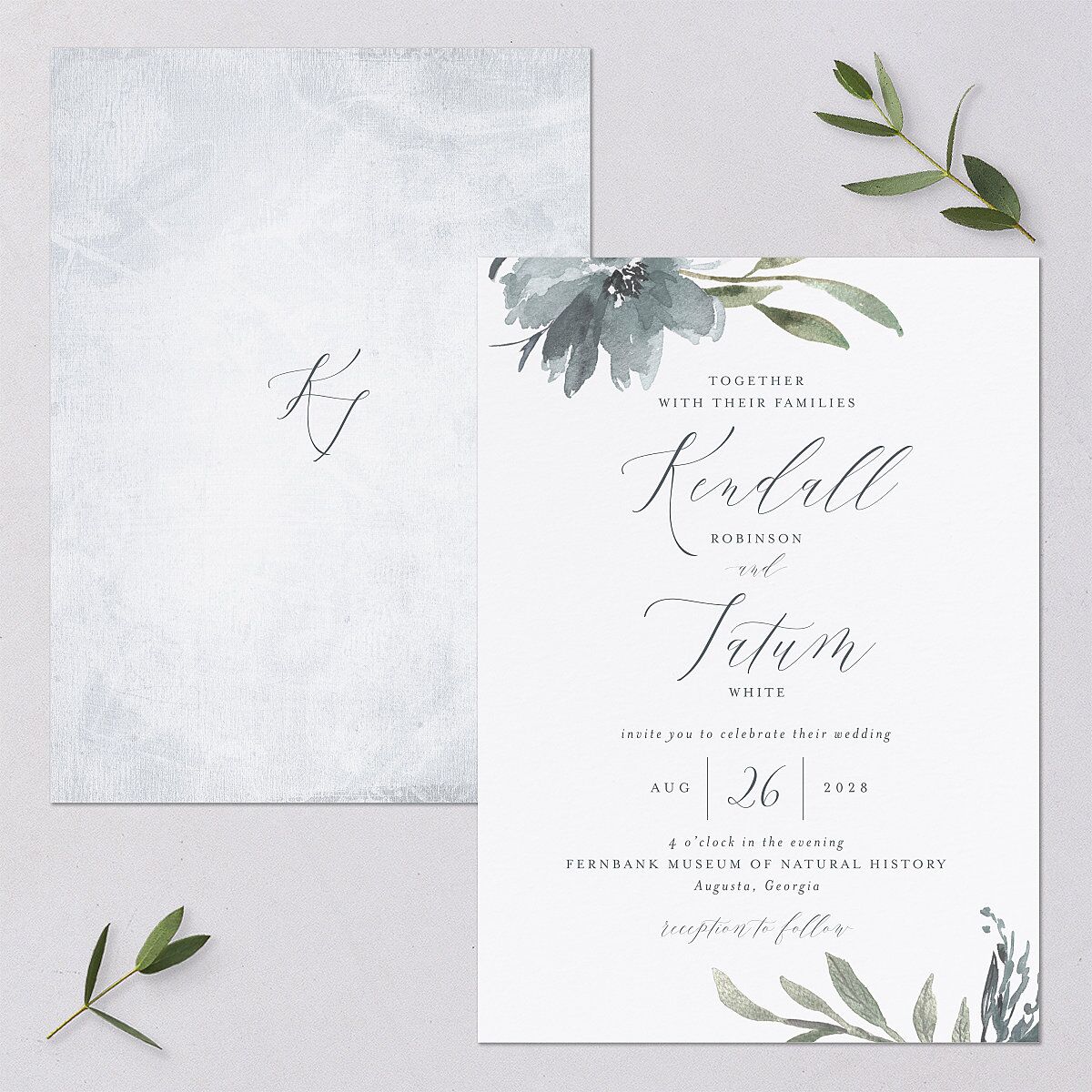 Muted Floral Wedding Invitations — view 1
