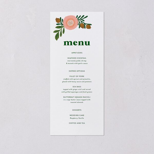 Retro Bloom Menus Scottish Green Signature