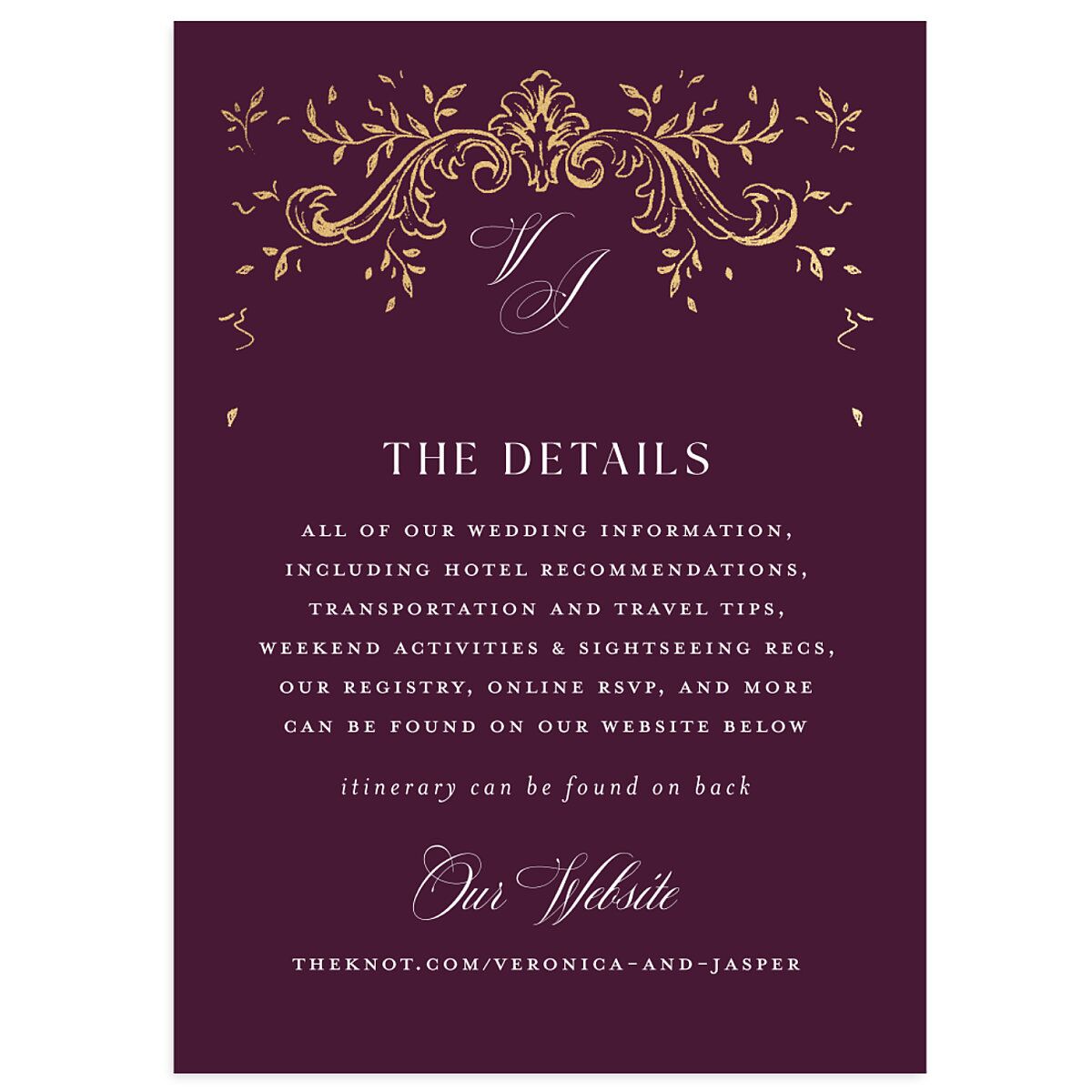 Formal Opulent Frame Wedding Enclosure Cards