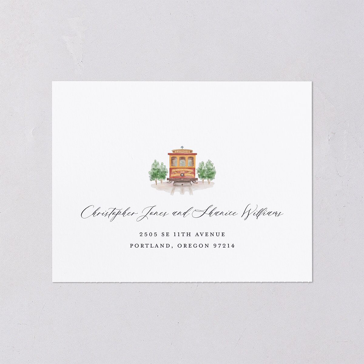 Scenic San Francisco All-in-One Wedding Invitations Pale Blue Signature Light Both Recipient and Return Addresses No