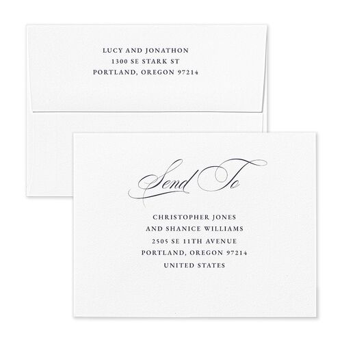 Branches Monogram Save the Date Magnet Envelopes Midnight Navy Blue Both Recipient and Return Addresses Signature Standard