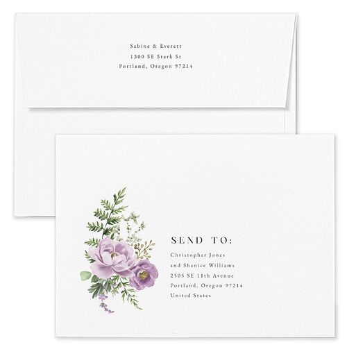Gilded Fern Frame Botanical Rehearsal Dinner Invitation Envelopes White Orchid Both Recipient and Return Addresses Signature Standard