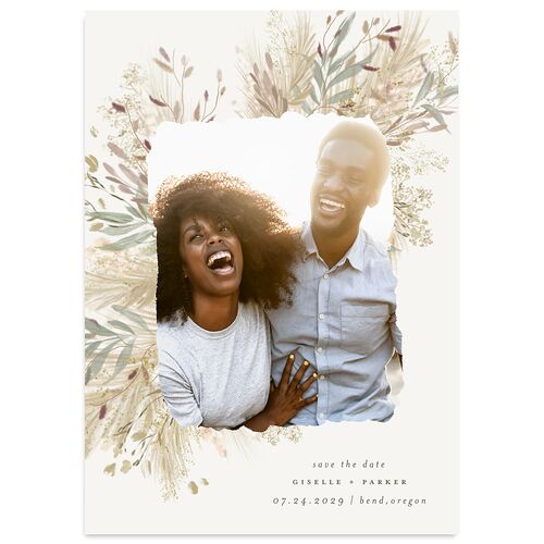 Ethereal Pampas Save The Date Cards Gold Thyme Signature smooth Blank No