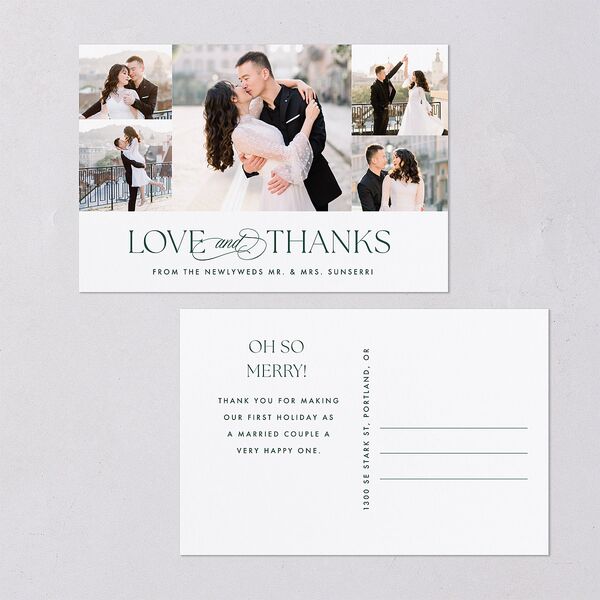 Married and Bright Wedding Gallery Thank You Postcards Emerald