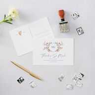 Fairytale Wildflower Crest Thank You Postcards Pure White