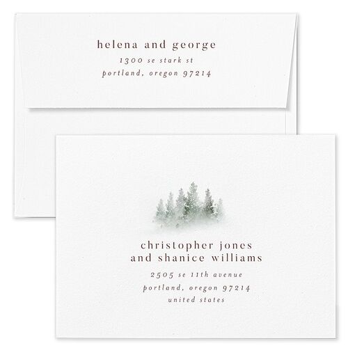 Mountain Mist Wedding Invitation Envelopes White Fawn Both Recipient and Return Addresses Standard Signature