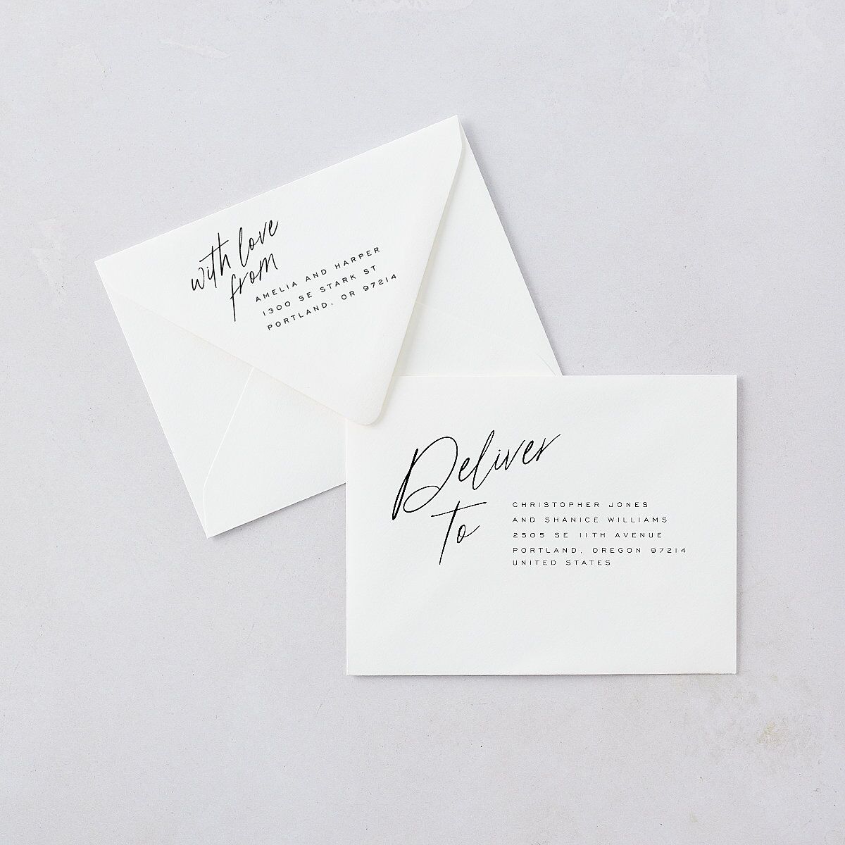 You Are Mine Save the Date Magnet Euro Envelopes White Pure White Both Recipient and Return Addresses Luxe Signature