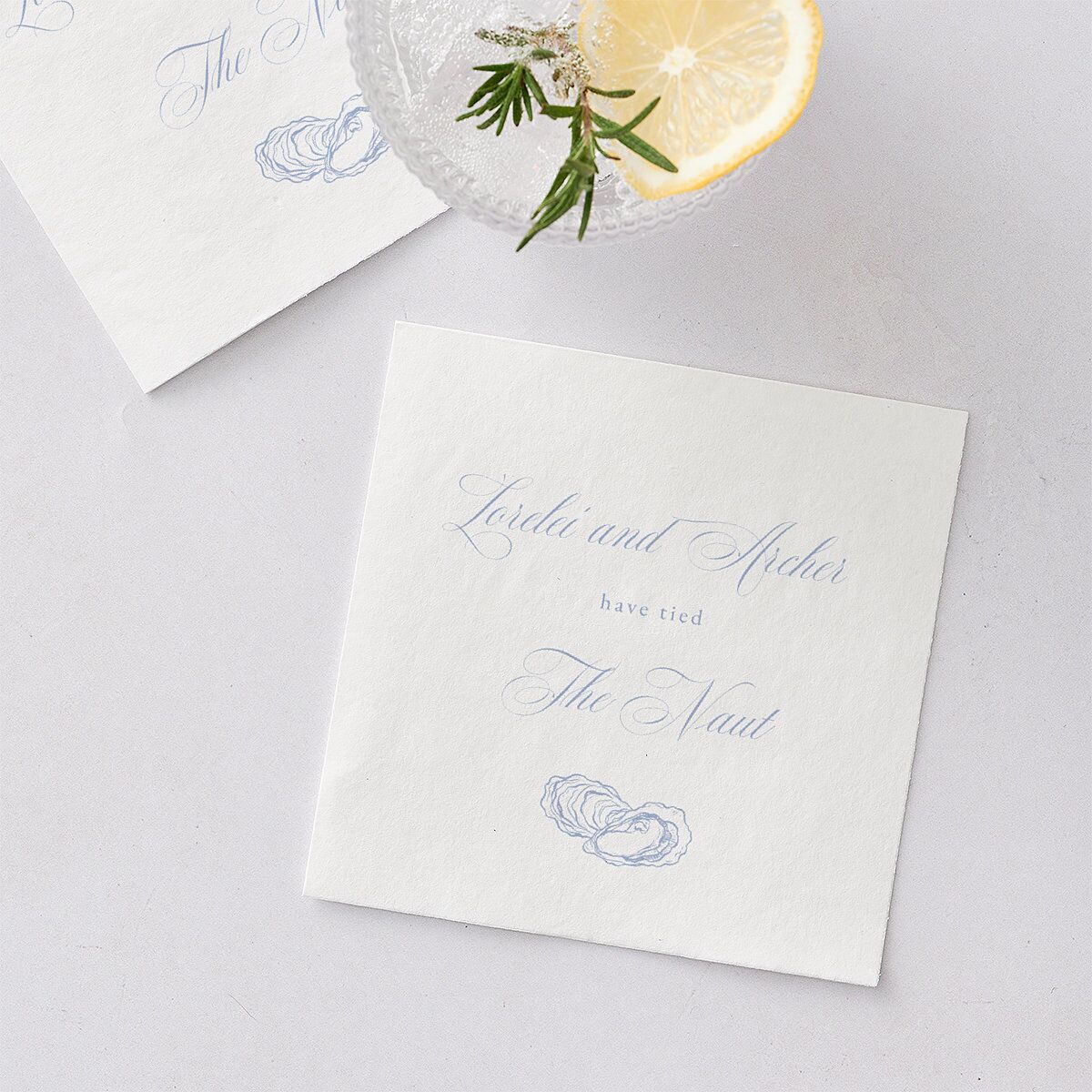 Coastal Oysters and Anchors Cocktail Napkins Sea Blue Napkin Uncoined