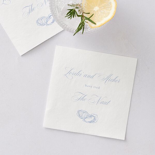 Coastal Oysters and Anchors Cocktail Napkins Sea Blue Napkin Uncoined