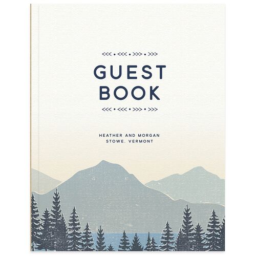Vintage Mountain Wedding Guest Book Dusty Blue