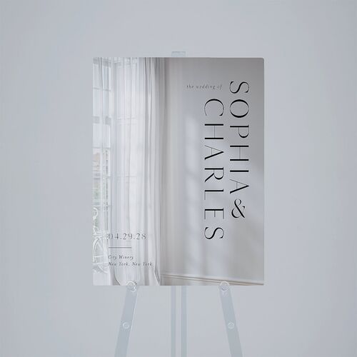 Timeless Elegance Mirrored Acrylic Welcome Sign Medium Midnight Mirrored Acrylic M Welcome Standard
