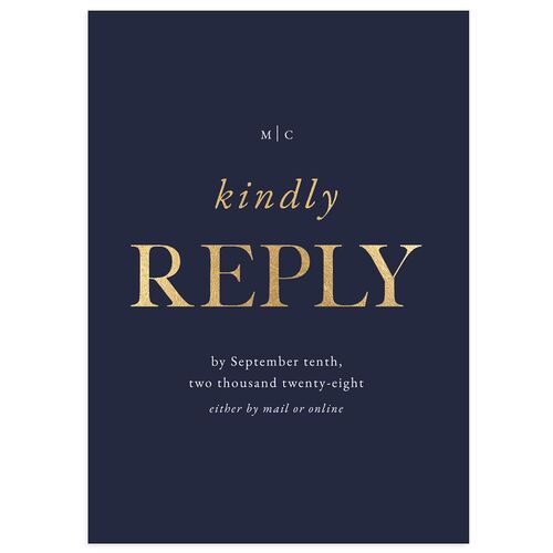 Classically Stated Wedding Response Cards Navy Gold Signature Standard