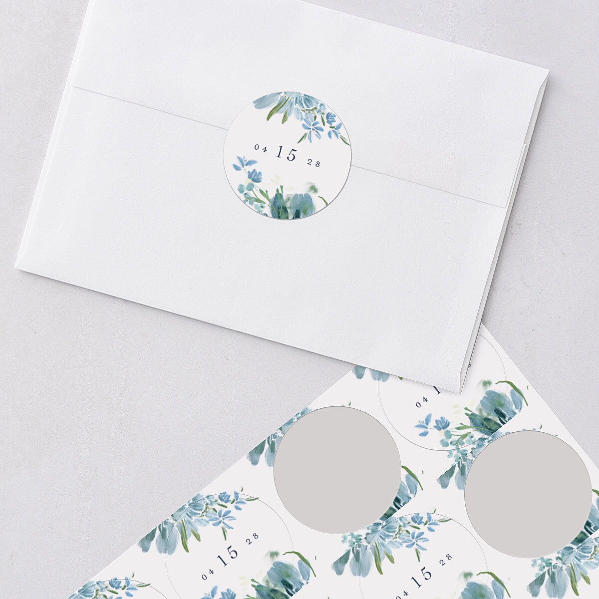 In Bloom Wedding Stickers Moody Blue Circle