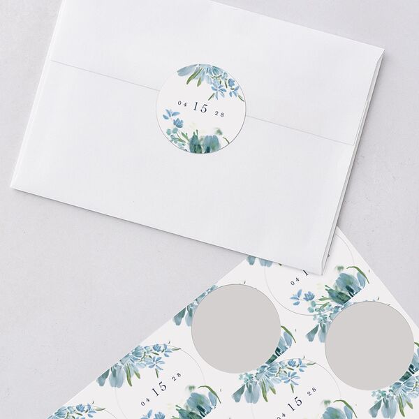 In Bloom Wedding Stickers Moody Blue Circle