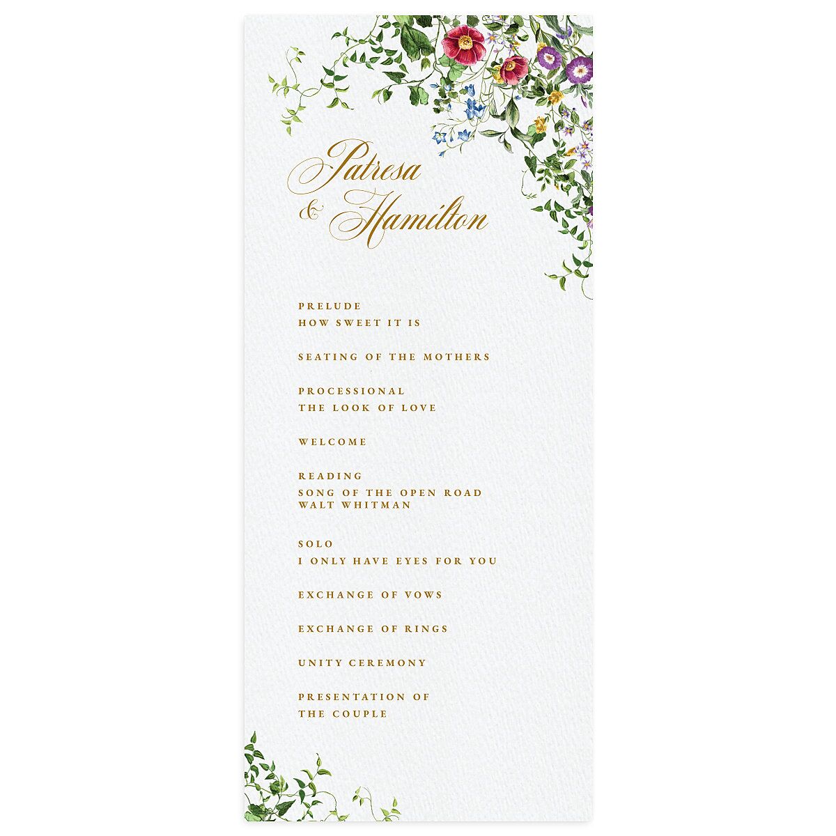Opulent Garden Wedding Programs