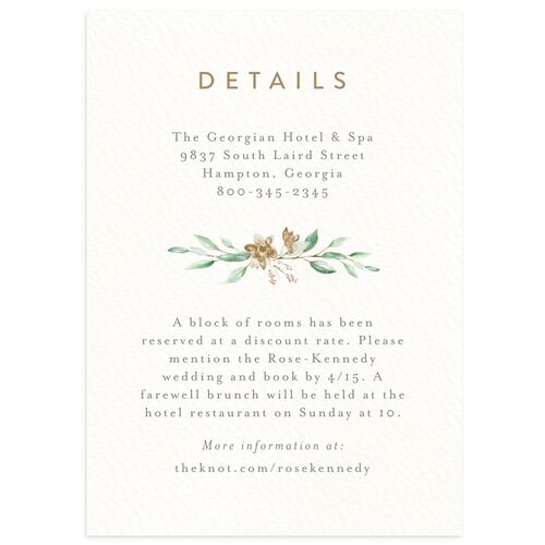 Watercolor Crest Wedding Event Detail Cards Mocha Signature Standard