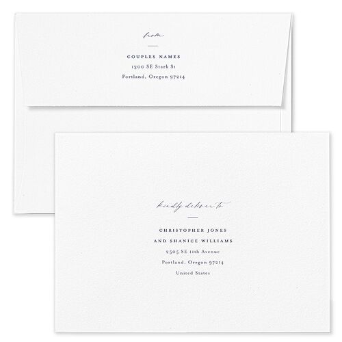 Refined Save The Date Card Envelopes White Sea Blue Both Recipient and Return Addresses Signature Standard