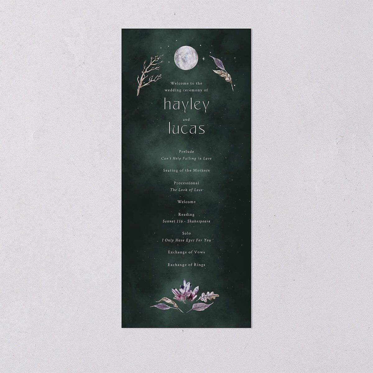 Crystal Forest Wedding Programs Hunter Green Signature