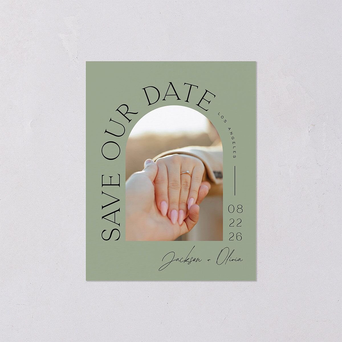 Love Is Patient Save the Date Petite Cards Thyme Signature smooth Blank No Standard