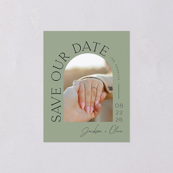 Love Is Patient Save the Date Petite Cards Thyme Signature smooth Blank No Standard
