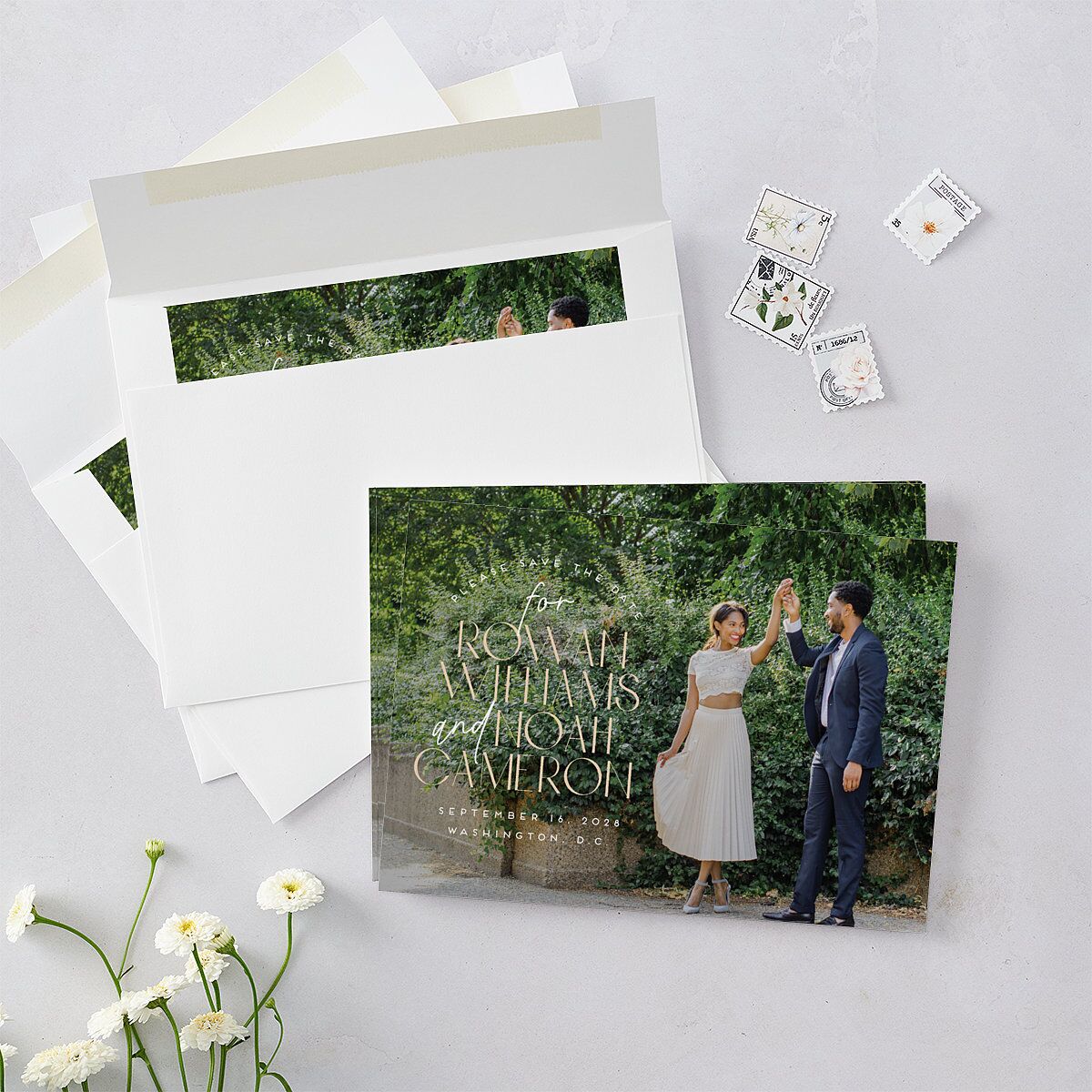 Headline Save the Date Cards Licorice Signature smooth Blank No