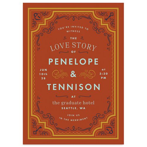 Cinematic Wedding Invitations Red Clay Signature Blank No