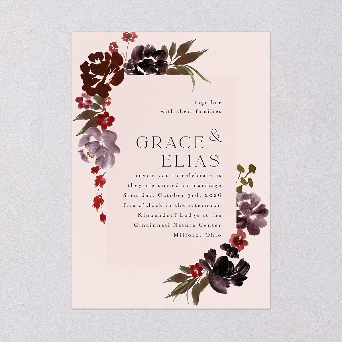 Autumn Romance Wedding Invitations Chocolate Signature Blank No