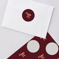 Striped Bow Photo Holiday Stickers Ruby Circle