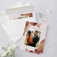 Fall Garland Save The Date Cards Rose Gold Peony Signature smooth Blank No Standard