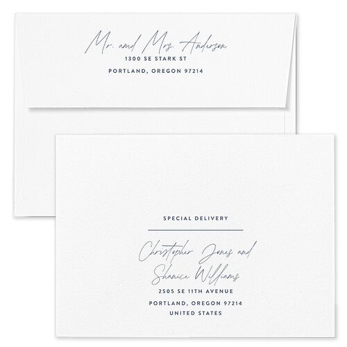 Sparkling Everything Holiday Card Envelopes White Midnight Navy Both Recipient and Return Addresses Standard Signature