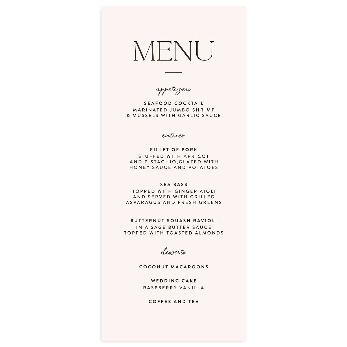Tropical Oval Menus