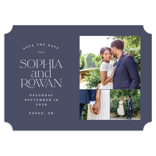 Classic Stack Save The Date Cards Midnight Navy Signature smooth Blank No Ticket