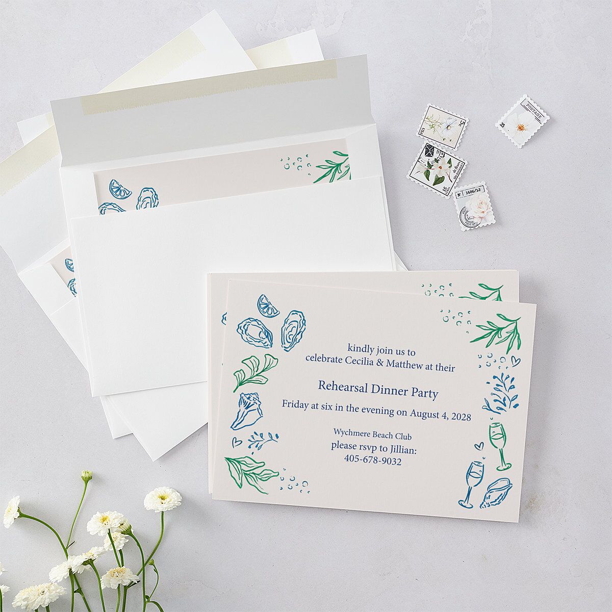 Nautical Border Rehearsal Dinner Invitations — view 5