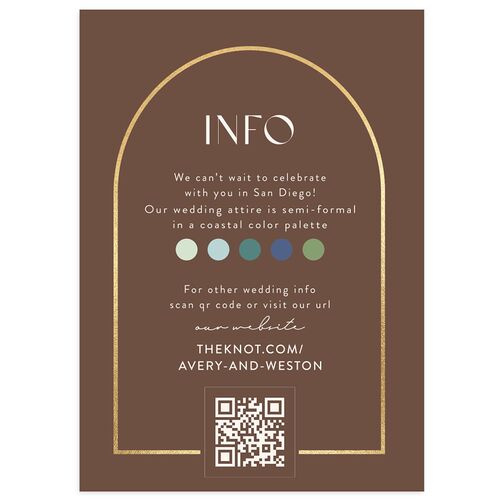 Monogram Arch Foil Wedding Attire Cards Gold Walnut Signature Standard