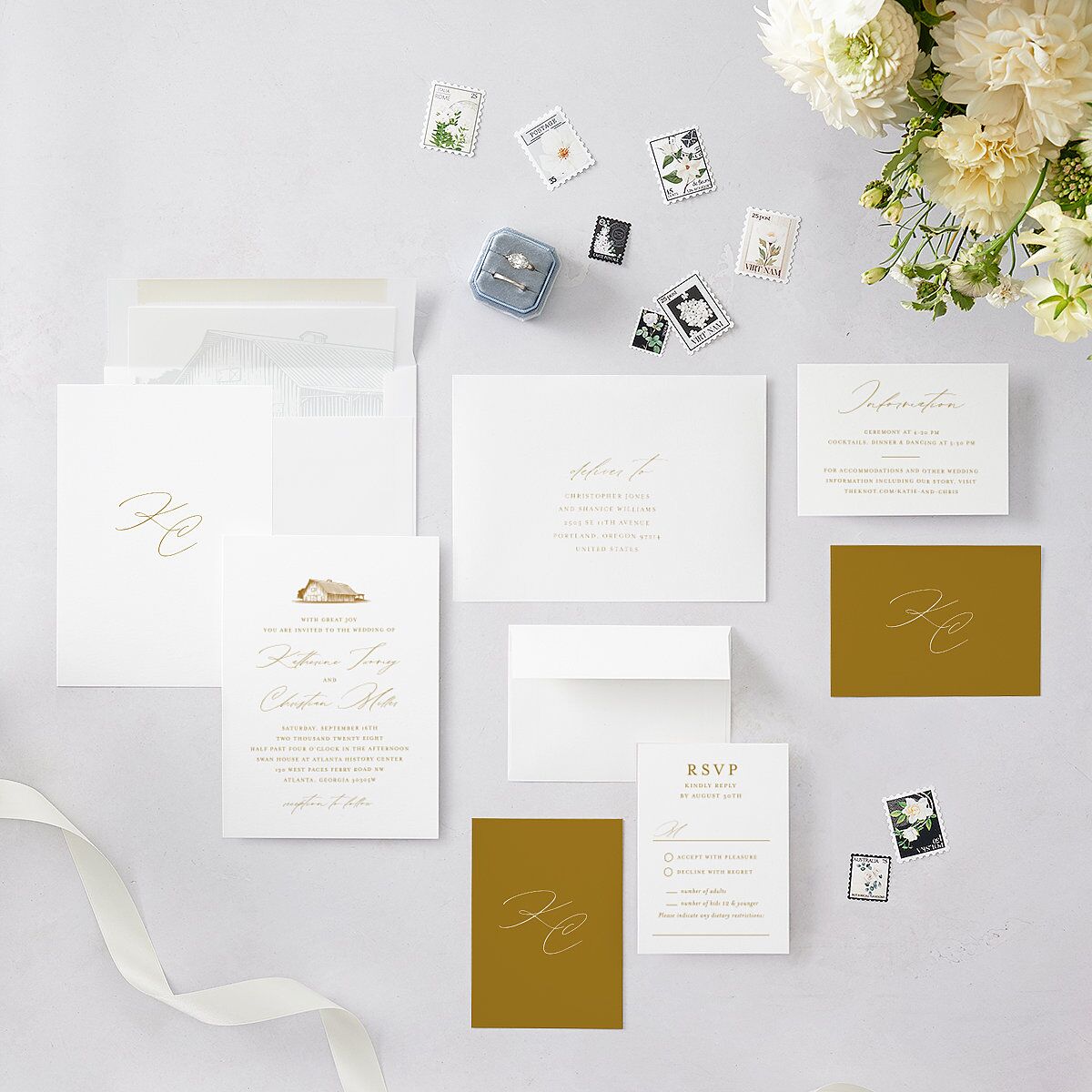 Classic Landscape Wedding Invitations Marigold Signature Blank No Standard
