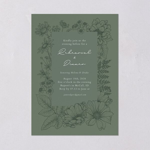 Rustic Botanical Rehearsal Dinner Invitations Moss Signature Blank Standard
