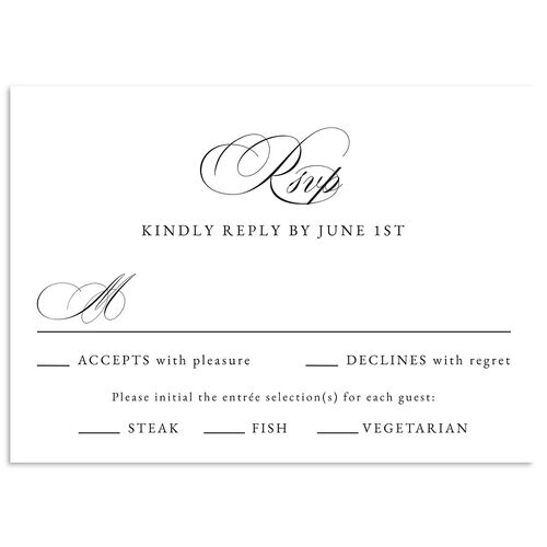 Vintage Flourish Wedding Response Cards Charcoal Signature Standard