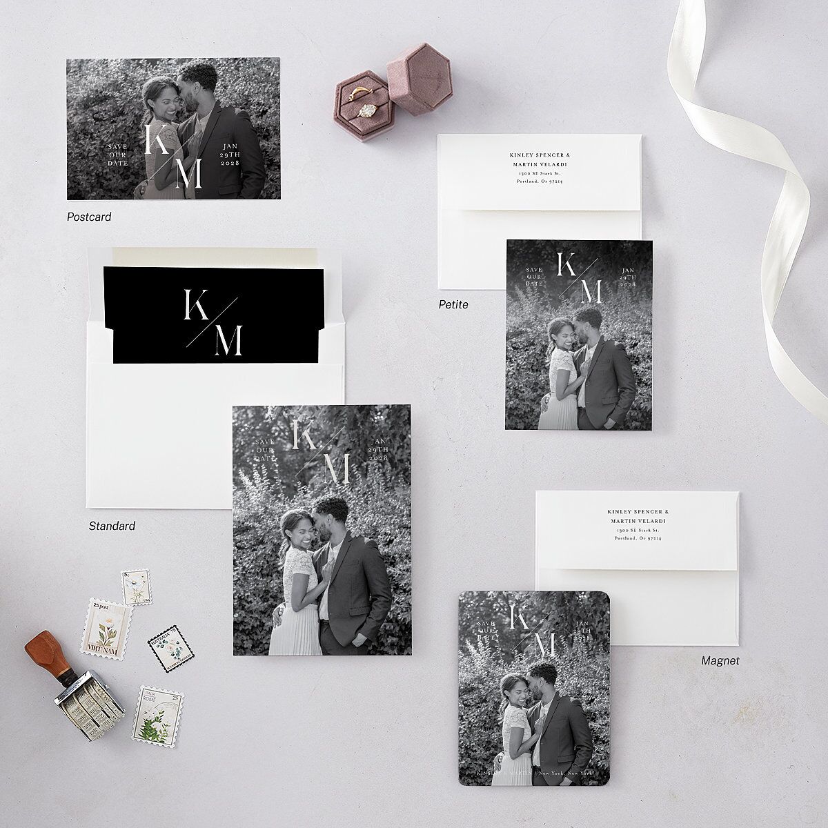 Monogram Slant Save the Date Cards — view 7