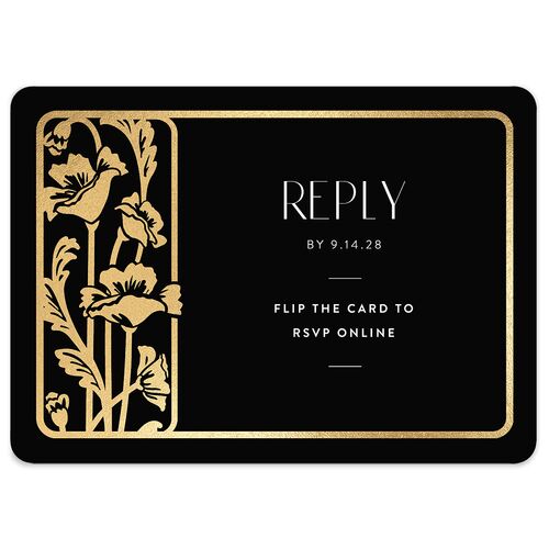 Gilded Nouveau Wedding Response Cards Gold Licorice Signature Rounded