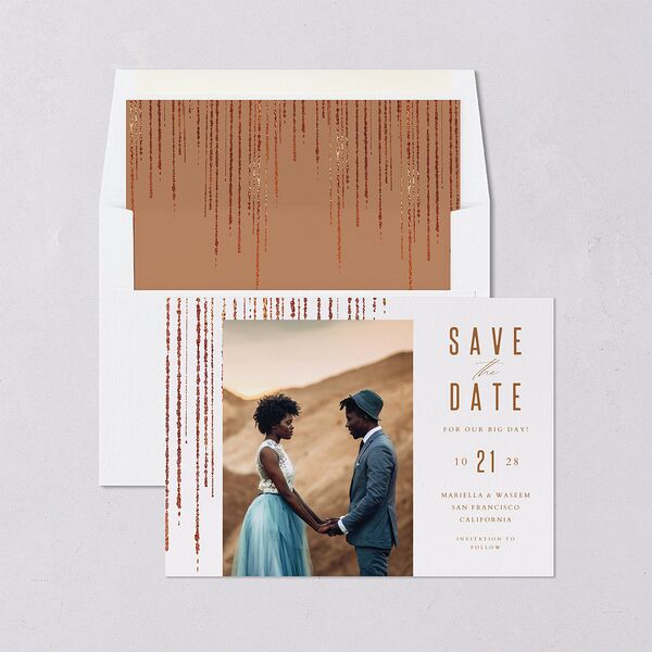 Classic Cascade Save The Date Cards Snow Signature smooth Blank No