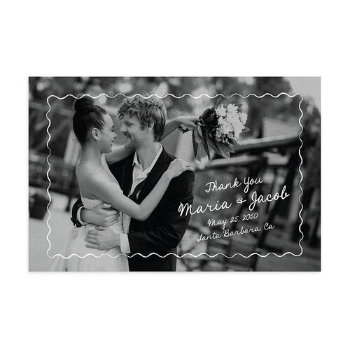 Lovebird Wavy Frame Photo Thank You Postcards Pure White
