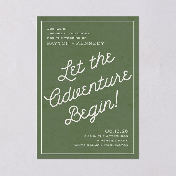 Happy Campers Wedding Invitations Deep Olive Signature Blank No