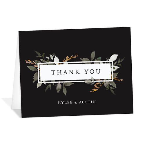 Leafy Frame Thank You Cards Licorice
